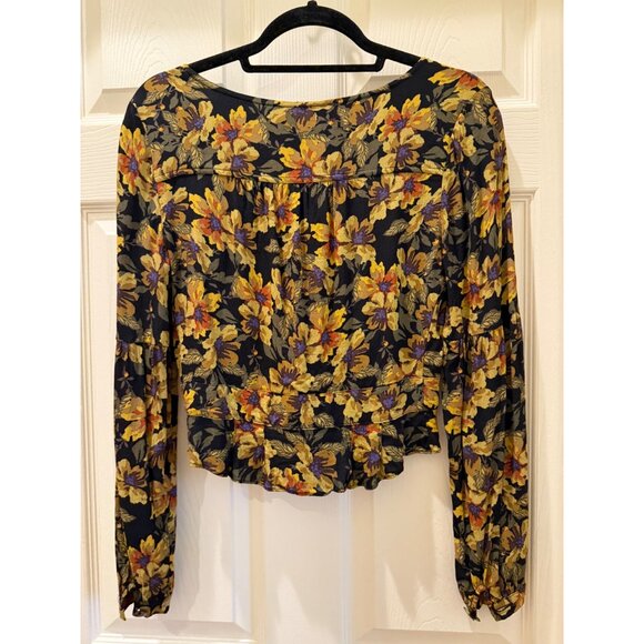 Free People Love Letter Set With Long Sleeve Crop Top - Black/Yellow Boho Style - Picture 4 of 16